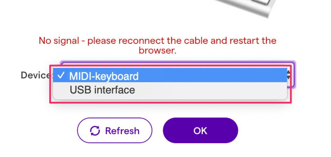 Midi keyboard doesn t connect no signal soundtrap support