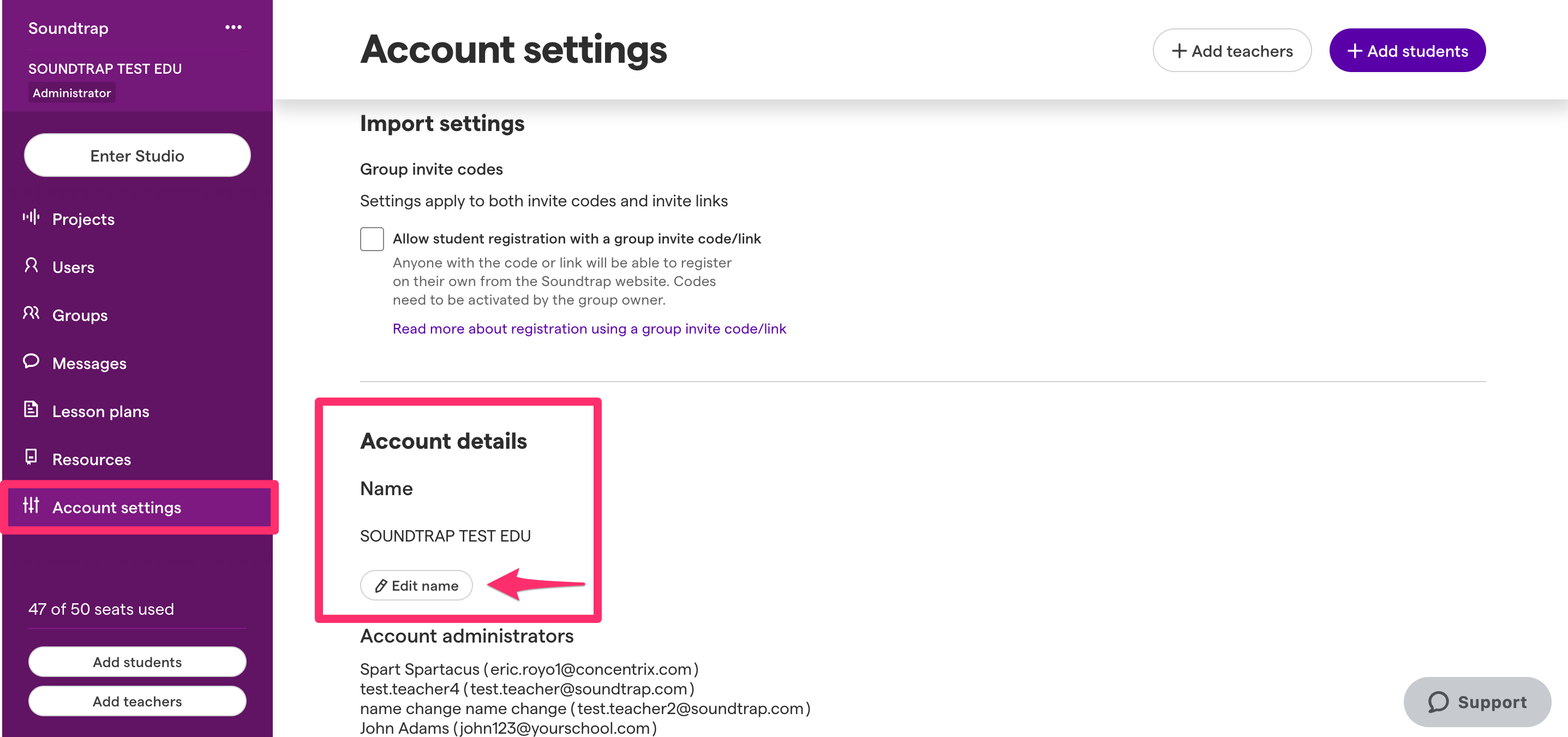 How to change your EDU Account Name Soundtrap Support